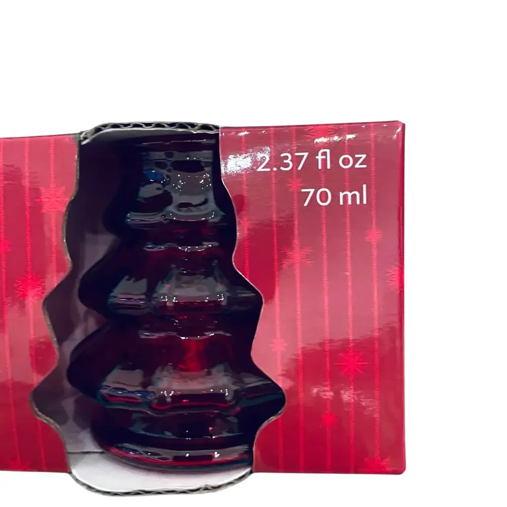 Glass Christmas Tree Shot Glasses Set of 4 Holiday Red New